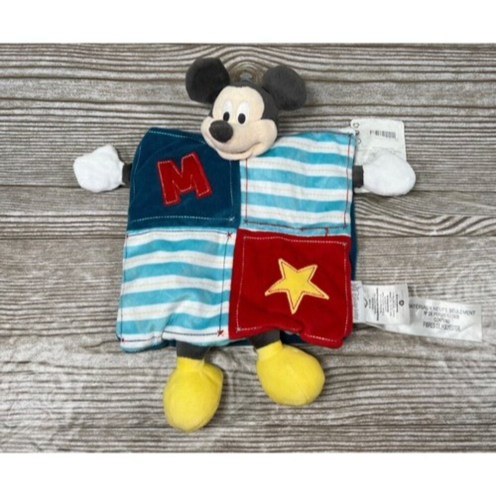 Disney Baby Mickey Mouse Lovey Security Blanket Plush Puppet Red Blue